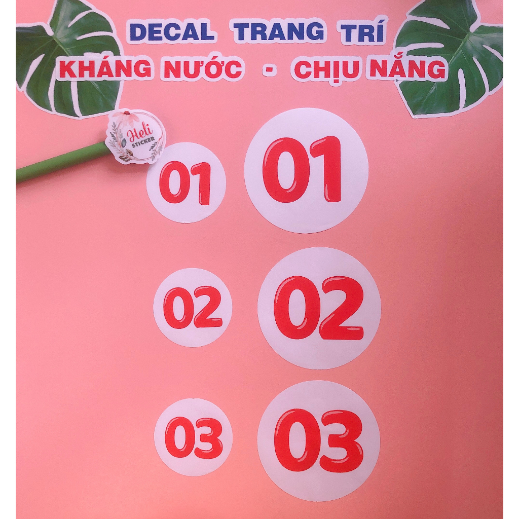 Decal SỐ THỨ TỰ ✨ Hình Dán Decor Cho Quán Ăn, Trà Sữa, Cà Phê, VP Công Ty... - Sticker Kháng Nước, Chịu Nắng, Cắt Sẵn.