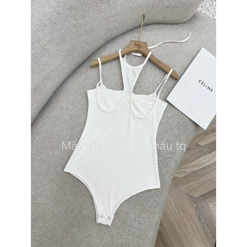 Áo bodysuit đi biển đi chơi cổ yếm chất tăm co giãn | BigBuy360 - bigbuy360.vn