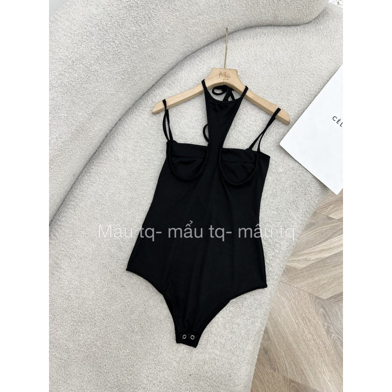 Áo bodysuit đi biển đi chơi cổ yếm chất tăm co giãn | BigBuy360 - bigbuy360.vn