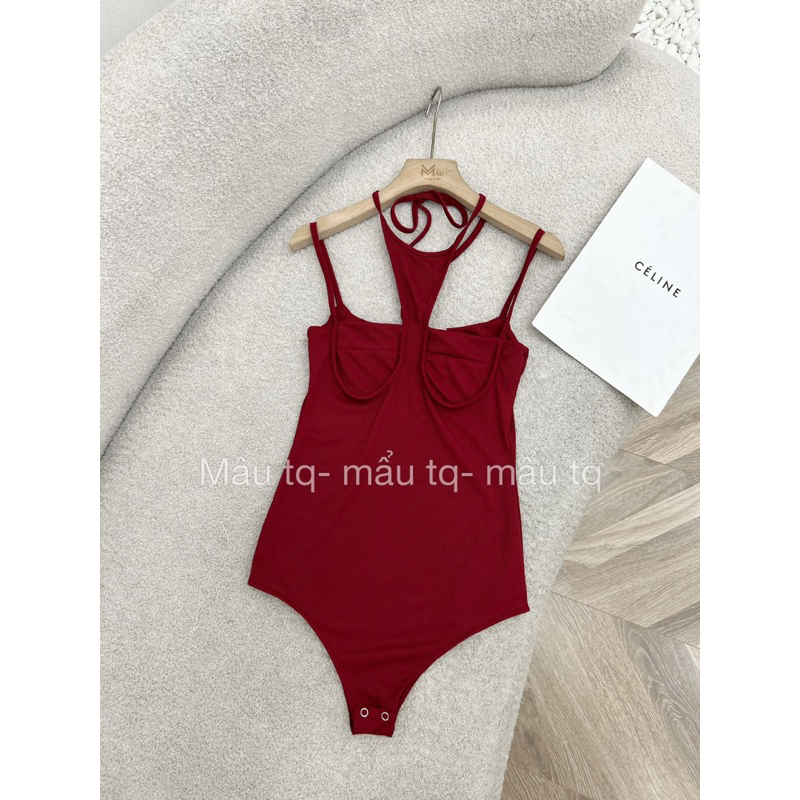 Áo bodysuit đi biển đi chơi cổ yếm chất tăm co giãn | BigBuy360 - bigbuy360.vn