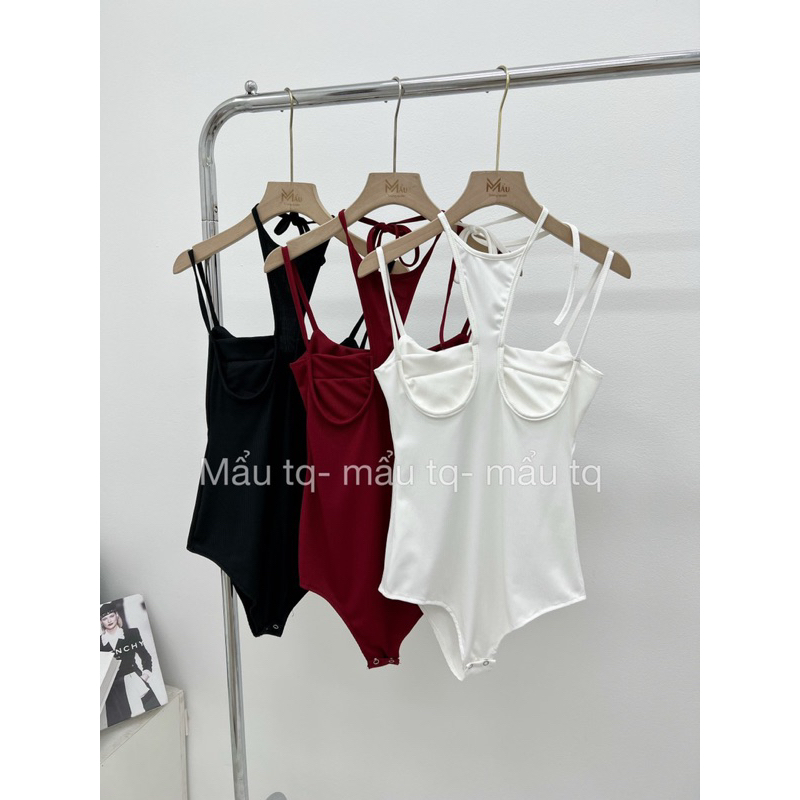 Áo bodysuit đi biển đi chơi cổ yếm chất tăm co giãn | BigBuy360 - bigbuy360.vn