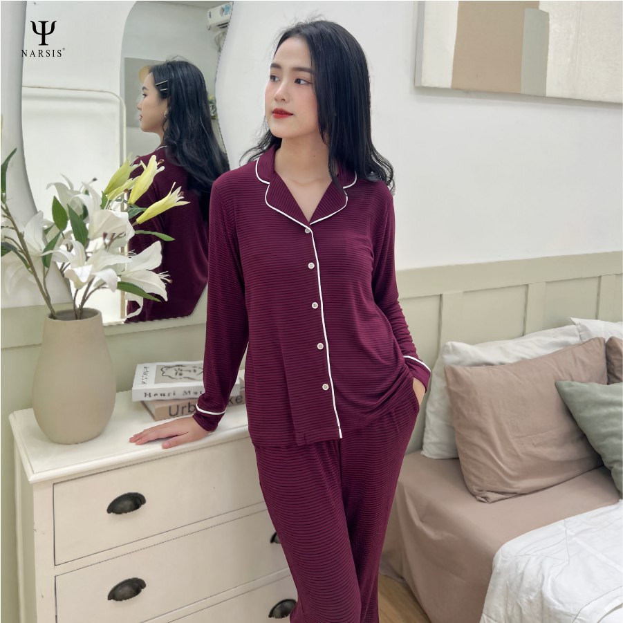 Bộ Pijama nữ thu đông cao cấp NARSIS , Set Pijama 2 màu trẻ trung mặc nhà , Bộ pijama hot trend