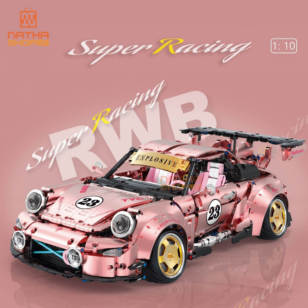 Mô hình lắp ráp LEGO Nathashop SuperCar Racing Porsche 911 tỉ lệ 1:10 2368 PCS hai màu