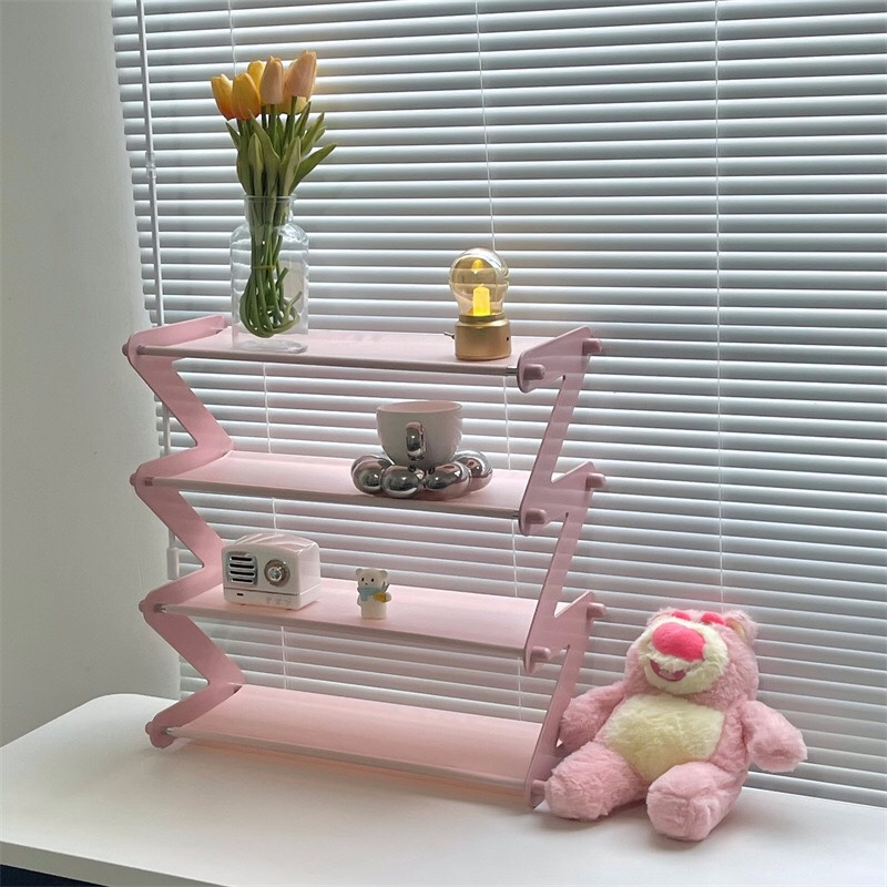 Kệ để thông minh màu pastel 4 tầng chữ Z - Kệ đựng đồ đa năng, decor phòng, để sách báo, túi xách kèm ảnh thật VIP157