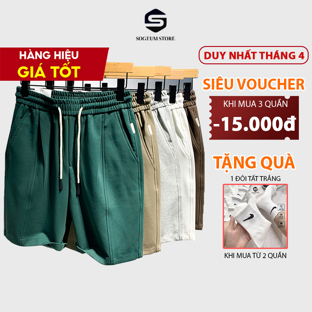 Quần Short Sọt đùi cộc thể thao Nam Nữ Gân Trơn Thun Cao Chính Hãng SOGEUM