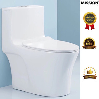 Bồn cầu liền khối xả xoáy siêu sạch, bồn cầu 1 khối, bồn cầu nguyên khối men phủ nano MISSION cao cấp nhập khẩu