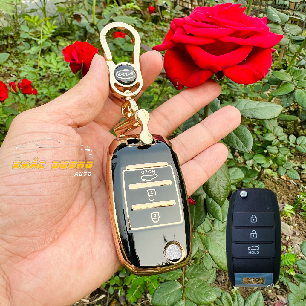 Ốp chìa khoá gập Kia Morning Soluto Cerato K3 TPU đính đá nhân tạo sang trọng