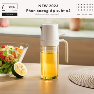 Chai xịt dầu ăn thủy tinh phun sương thông minh FEEKA thủy tinh cao cấp, bình xịt dầu ăn thủy tinh chống dây rớt