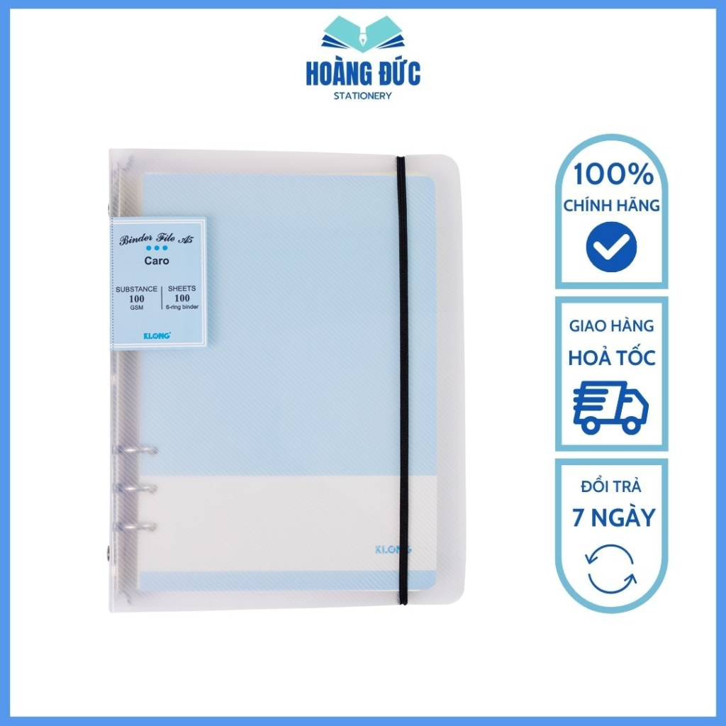 Sổ Caro Klong (6x6)mm nét đứt kẹp còng sắt A5 100 tờ; MS: 516 - có 3 tờ phân trang PP, Ruột Dash Caro; MS: 520
