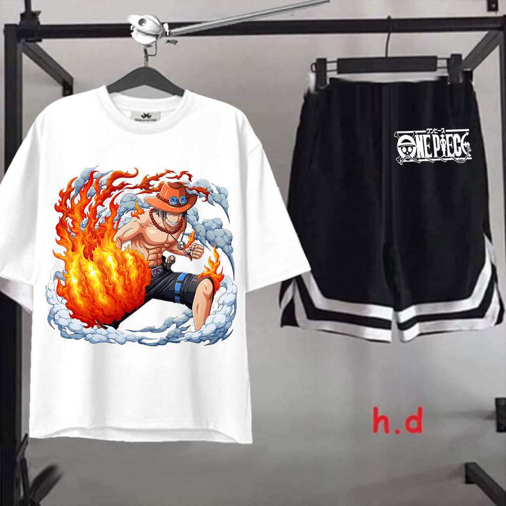 Bộ quần áo One piece , áo ace râu trắng đảo hải tặc - áo Luffy one piece in hình theo yêu cầu