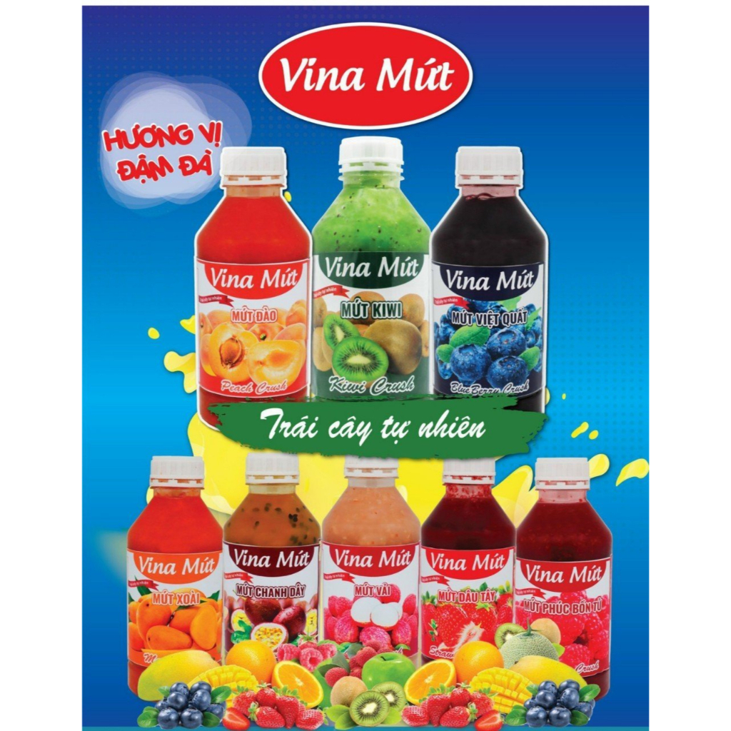 Mứt Sinh Tố Vina Đủ Vị 1 Lít - Thơm ngon dễ pha - Tobee Food