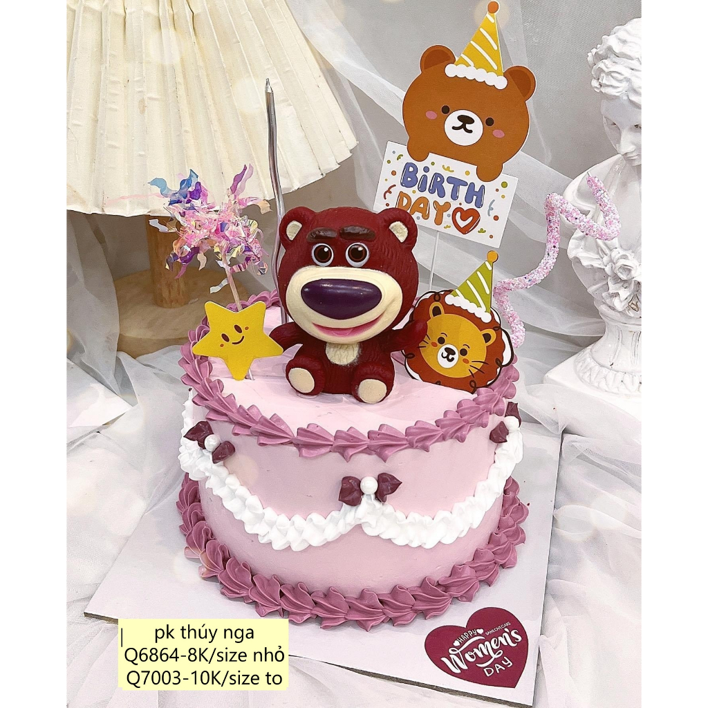 Tượng Nhựa Gấu Dâu Trang Trí Bánh Kem