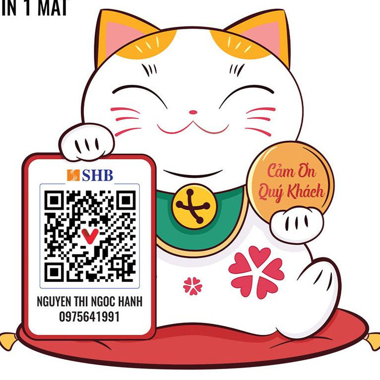 Bảng QR mica hình mèo thần tài in theo yêu cầu chất liệu Mica bền đẹp