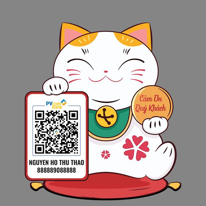 Bảng QR mica hình mèo thần tài in theo yêu cầu chất liệu Mica bền đẹp