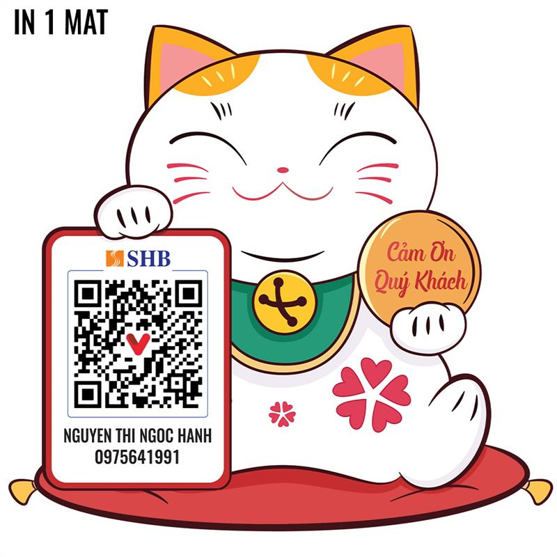 Bảng QR mica hình mèo thần tài in theo yêu cầu chất liệu Mica bền đẹp