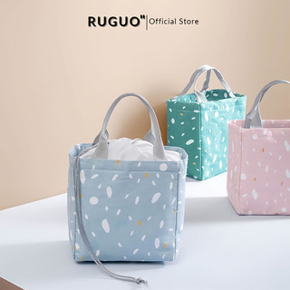 Túi giữ nhiệt đựng hộp cơm dây rút RUGUO họa tiết 2 lớp chất lượng cao