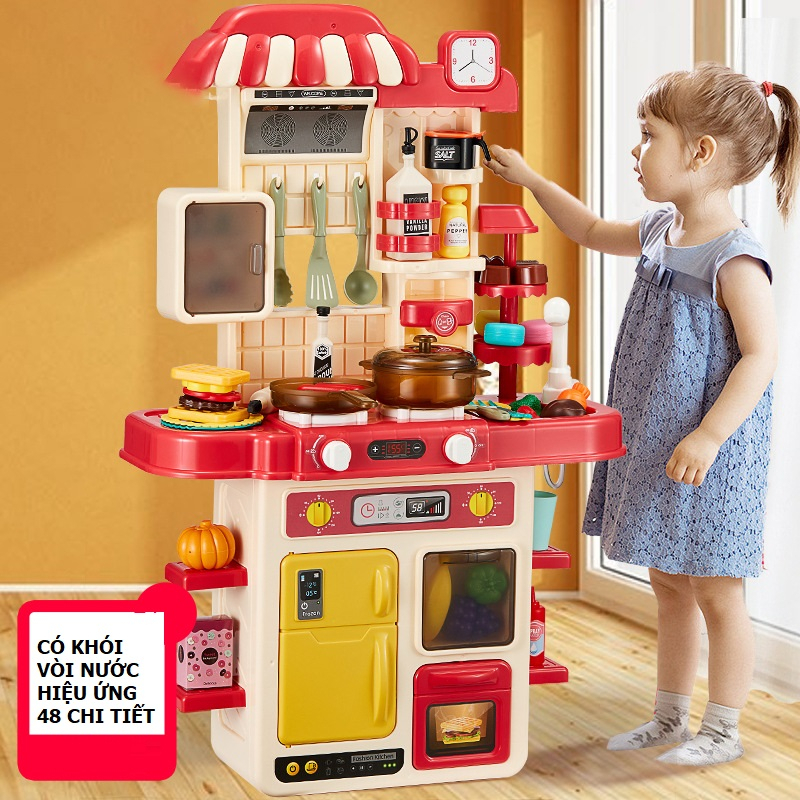 Bộ đồ chơi nấu ăn cho bé gái cỡ lớn có khói và hiệu ứng nhiều chi tiết cao cấp, quà tặng sinh nhật cho bé