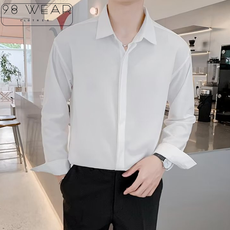 Áo Sơ Mi Nam Nữ Dài Tay Unisex Basic Màu Trắng Và...