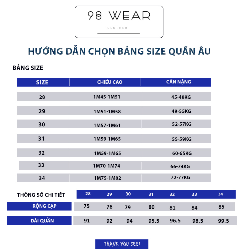 [Mã FATPBAU2 giảm 40K đơn 150K] Quần âu nam + tặng sơ mi lụa hàn 98WEAR Công Sở trẻ trung năng động không nhăn không xù