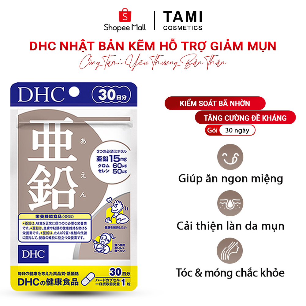 Viên uống kẽm DHC Nhật Bản hỗ trợ giảm mụn tăng cường đề kháng thực phẩm chức năng Zinc 30 ngày TM-DHC-ZIN30