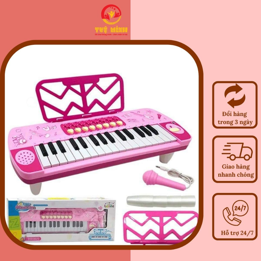 Đồ chơi Đàn piano, đàn organ kèm mic cho bé hát âm thanh chuẩn đồ chơi âm nhạc cho bé Tuệ Minh Kids