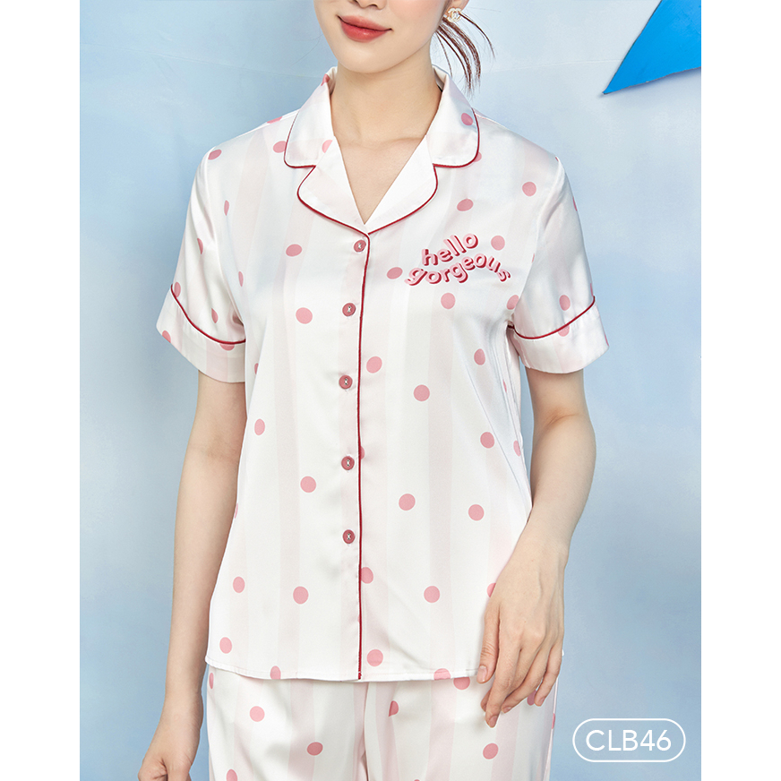 Bộ ngủ satin ZAM Luxury - CLB46- Áo ngắn tay quần dài
