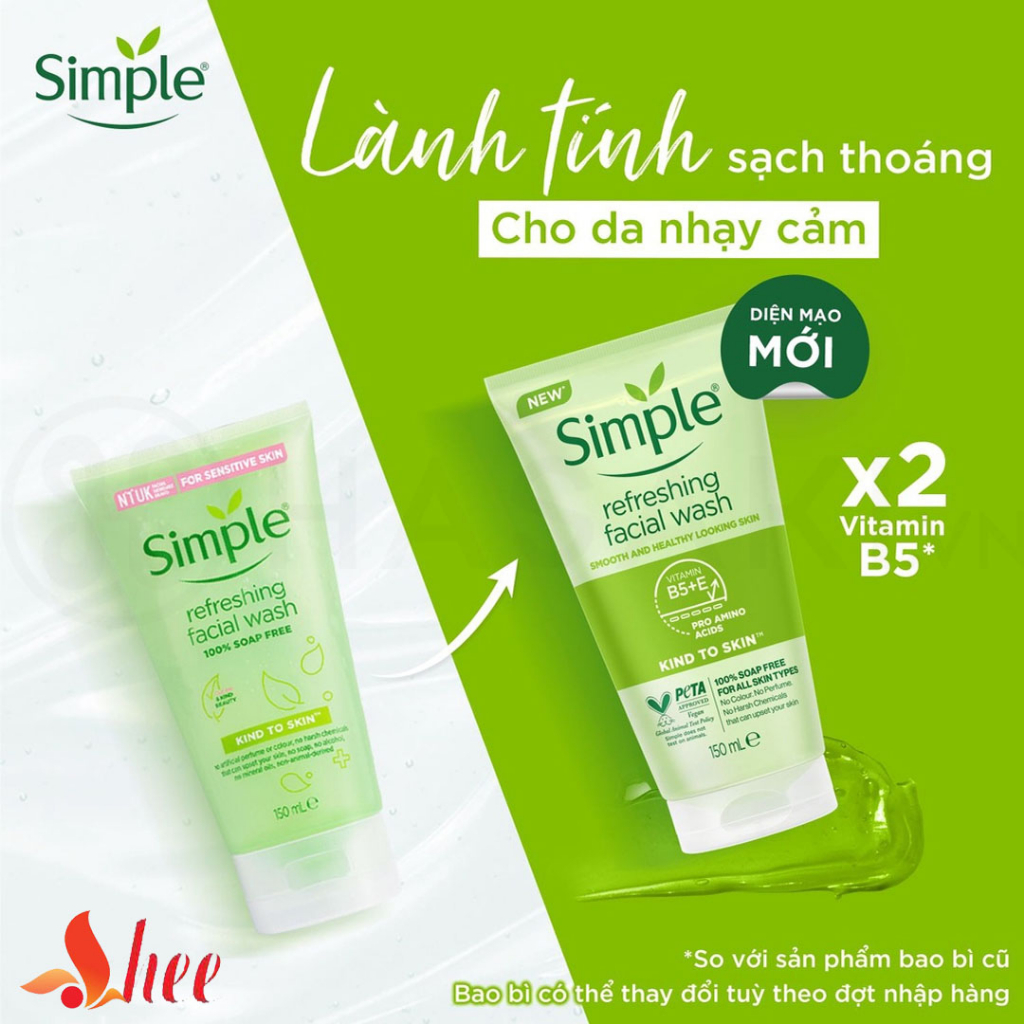 Sữa Rửa Mặt Simple Cho Da Nhạy Cảm Gel Kind To Skin Refreshing Facial Wash Gel