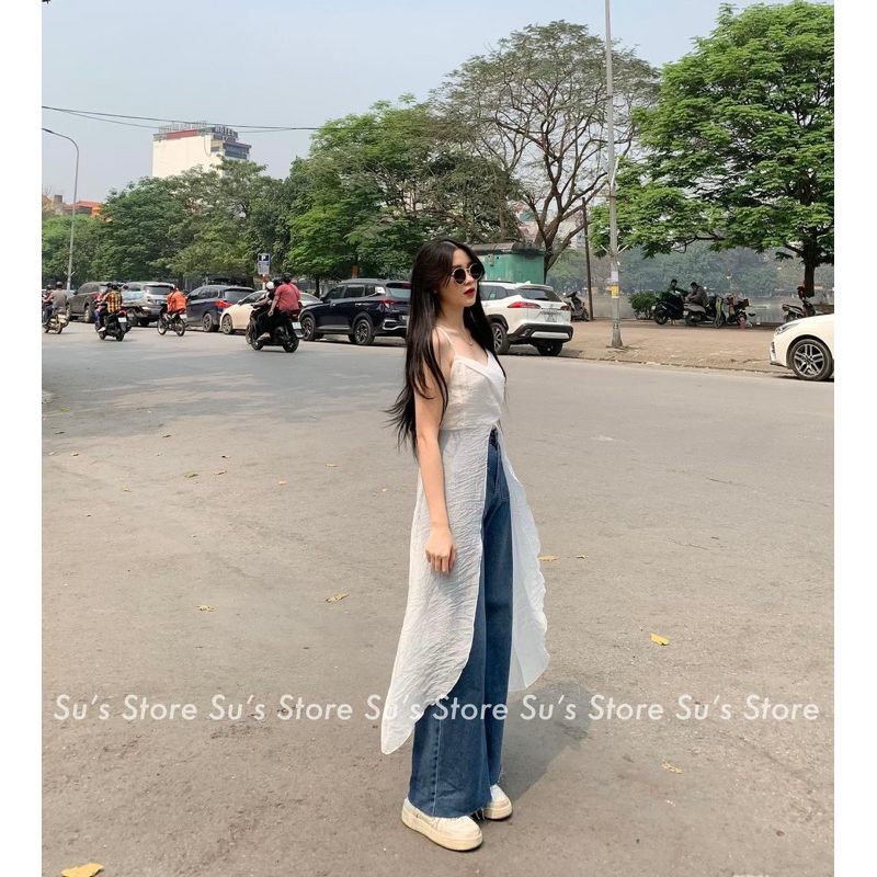 [NEW]ÁO 2 DÂY ĐŨI XẺ TÀ DÁNG DÀI KHOÁ SAU siêu trendy