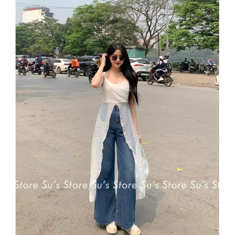 [NEW]ÁO 2 DÂY ĐŨI XẺ TÀ DÁNG DÀI KHOÁ SAU siêu trendy