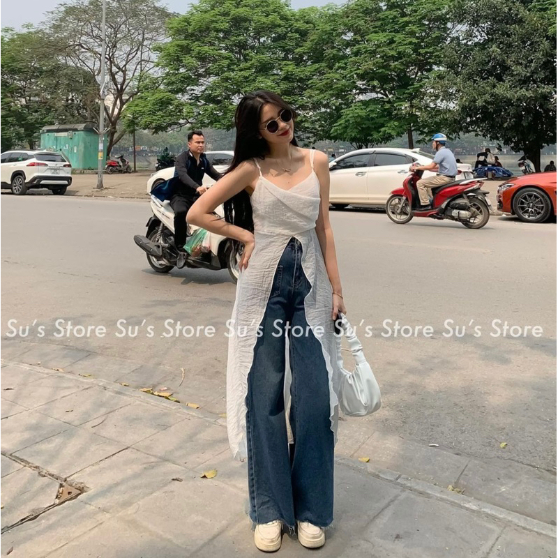 [NEW]ÁO 2 DÂY ĐŨI XẺ TÀ DÁNG DÀI KHOÁ SAU siêu trendy