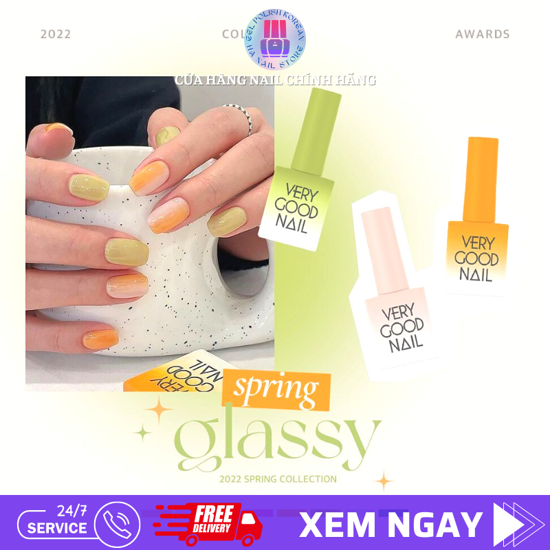 "Spring Collecion Glassy": Sơn gel Thạch cao cấp Very Good Nail Hàn Quốc chính hãng - Màu sắc trong trẻo độ bền màu cao