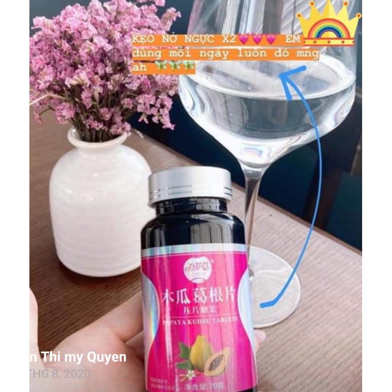 Kẹo Nhai Đu Đủ Nở Ngực X2 - Bổ Sung Collagen Cho Bầu Ngực, Mờ Thâm Nám, Đẹp Da (Hộp 70 Viên)