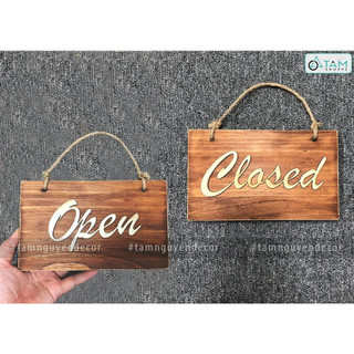 Bảng treo cửa 2 mặt Open Closed chữ gỗ dán nổi số 16 TTTM