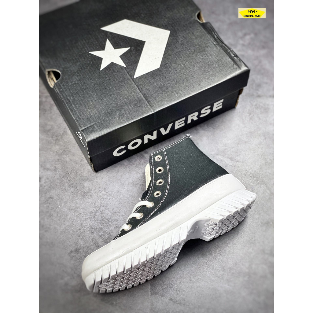 Giày thể thao nam nữ Sneaker Converse Chuck Taylor All Star Lugged 2.0 Leather Black High, Giày Converse cổ cao màu đen