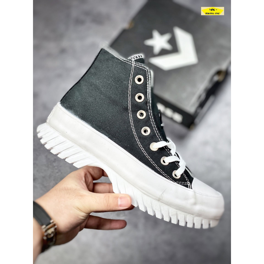 Giày thể thao nam nữ Sneaker Converse Chuck Taylor All Star Lugged 2.0 Leather Black High, Giày Converse cổ cao màu đen