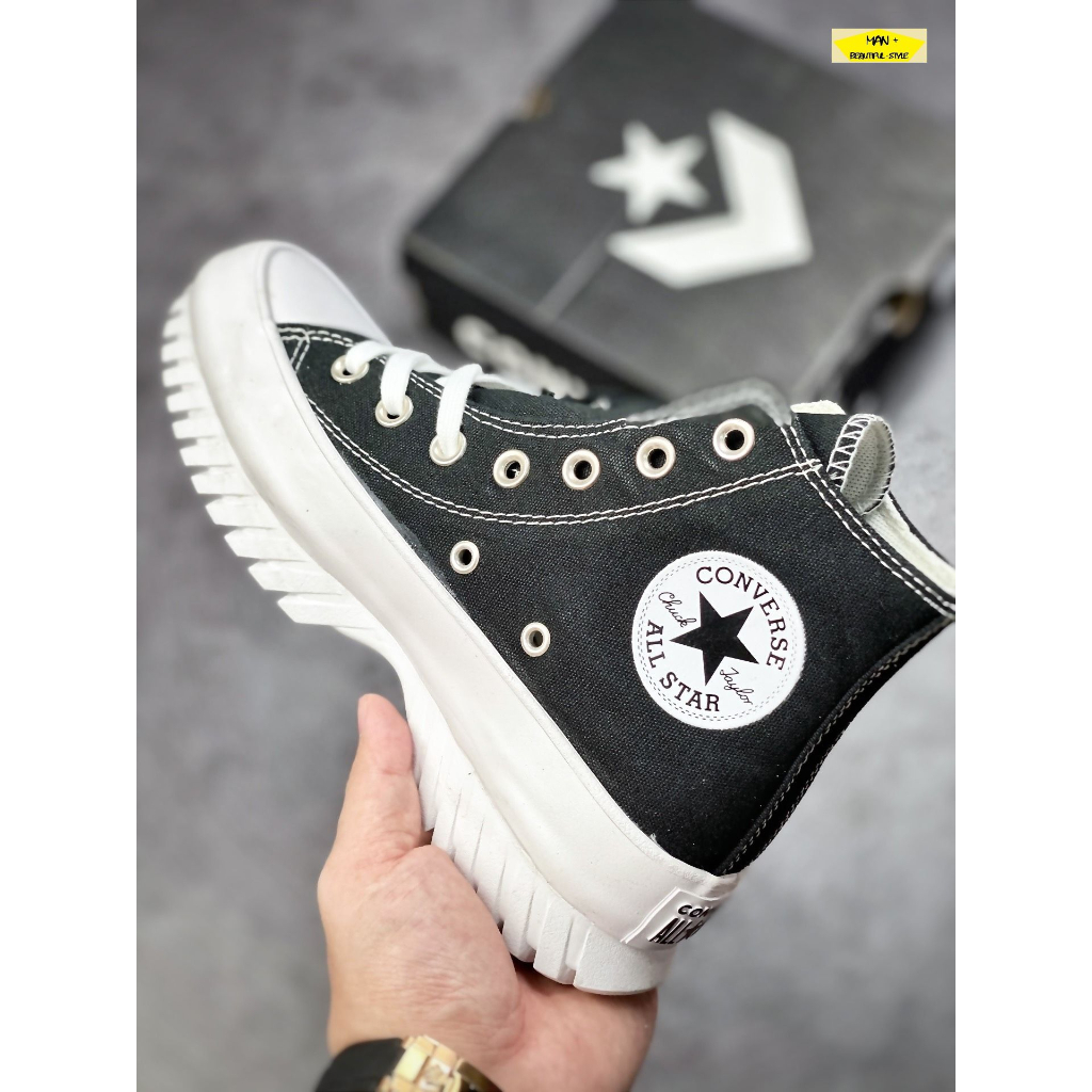 Giày thể thao nam nữ Sneaker Converse Chuck Taylor All Star Lugged 2.0 Leather Black High, Giày Converse cổ cao màu đen