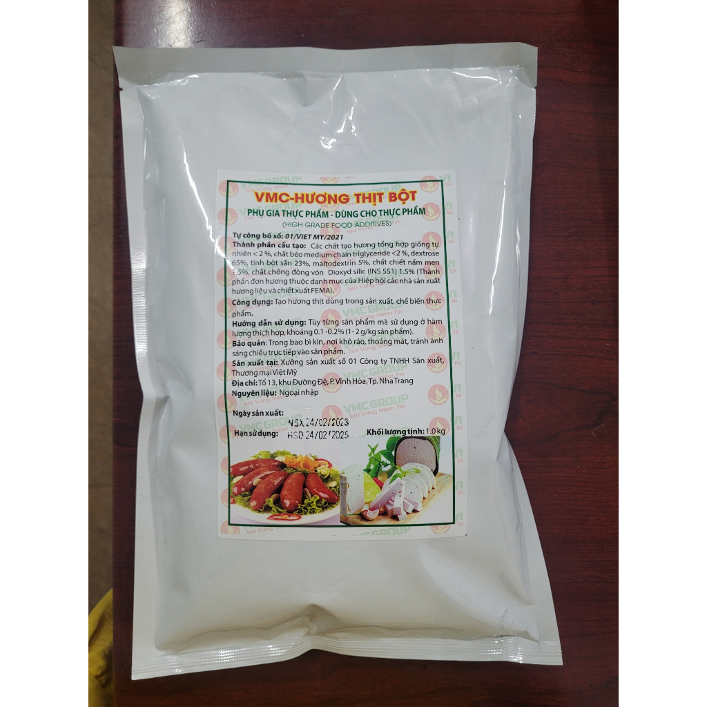 01 KG HƯƠNG THỊT BỘT VMC TẠO MÙI THƠM TỰ NHIÊN CHO GIÒ CHẢ, XÚC XÍCH