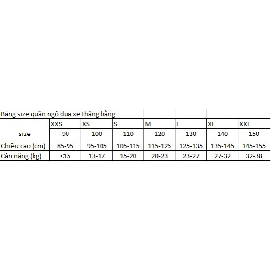 Quần đệm mông cho bé đi xe đạp đua xe thăng bằng trẻ em