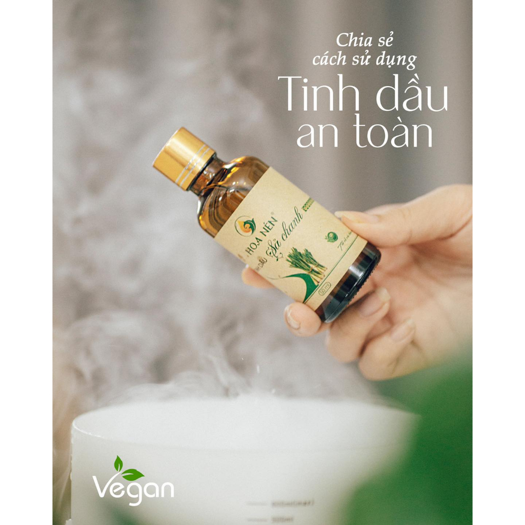 Tinh dầu Sả Chanh nguyên chất dùng thử 3ml - Hoa Nén - Vegan - Kh.ử mùi, đuổi muỗi, hương thơm dịu nhẹ