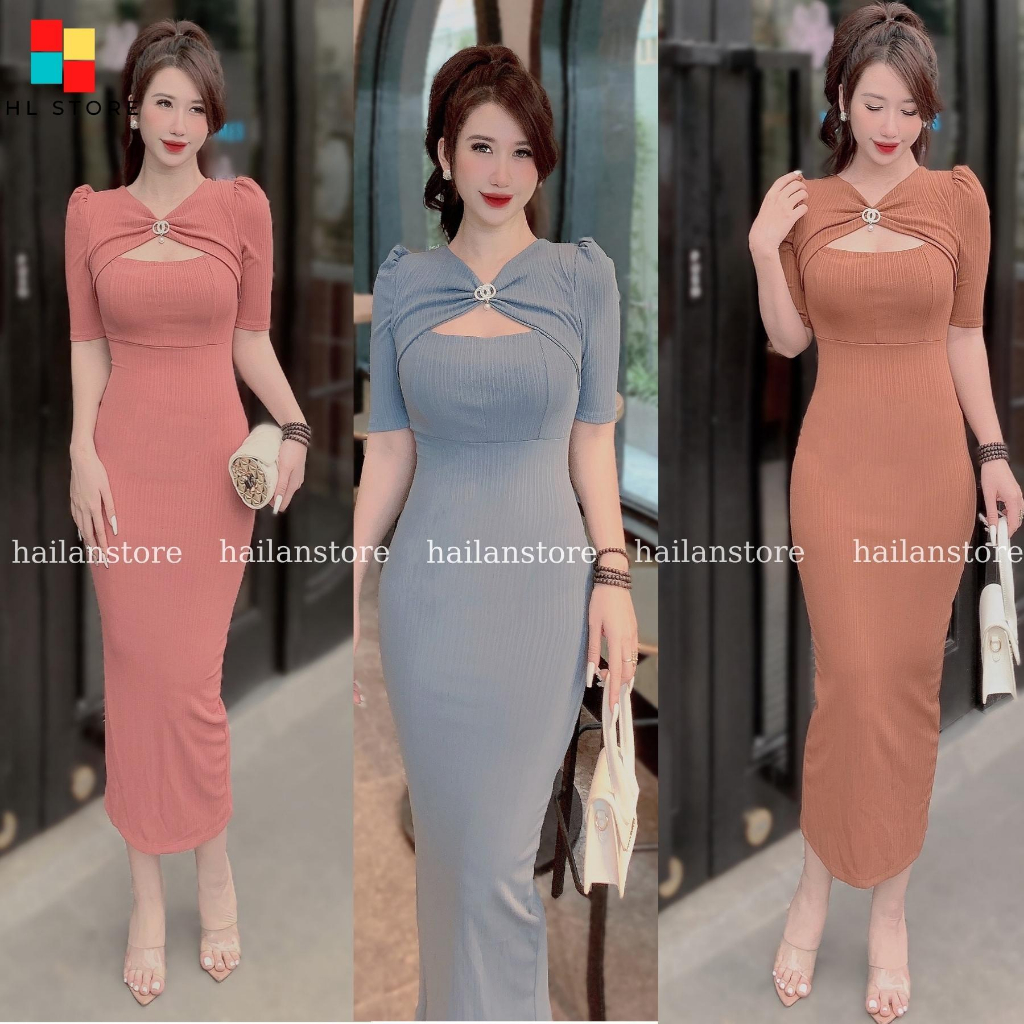 V6 Đầm tay thiết kế ] Hải Lan Store chất len sọc 2 size S, M