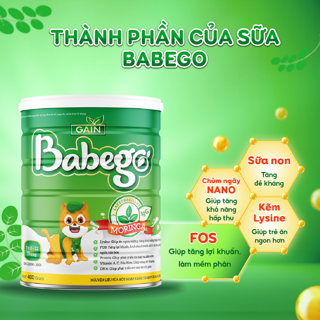 Sữa mát tăng cân, cải thiện biếng ăn, táo bón Babego 800g