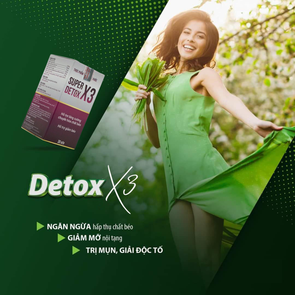 Giảm Cân Super Detox X3 chính hãng Ngân 98 giảm cân nhanh siêu mạnh hộp 30viên