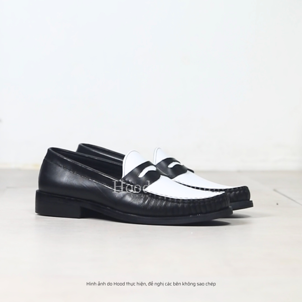 Giày PENNYLOAFER white black - Da bò NAPPA cao cấp - Đế phíp gỗ cao cấp
