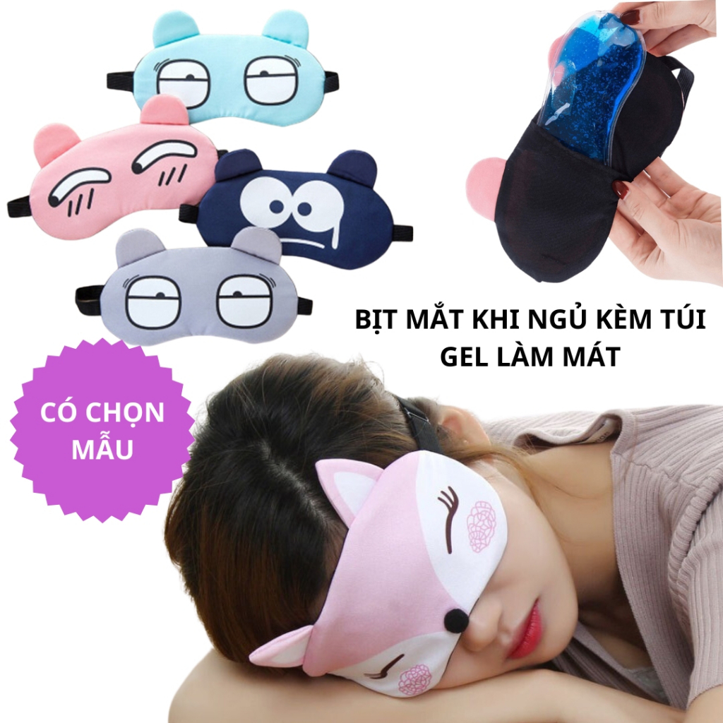 Đồ bịt che mắt khi ngủ có túi gel thư giãn hình thú đáng yêu