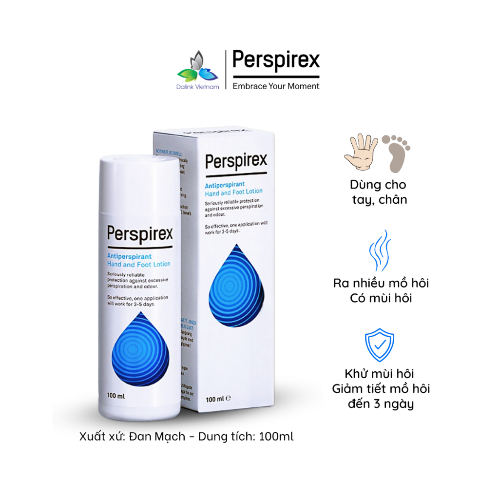 Dung dịch ngăn tiết mồ hôi và khử mùi hôi tay, chân Perspirex Hand and Foot Lotion 100ml