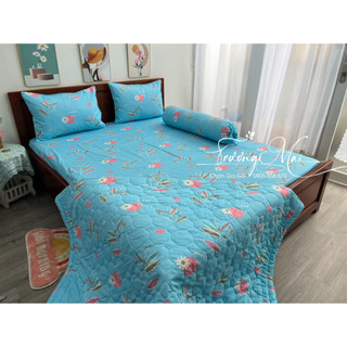 Bộ chăn ga gối 100% coton kèm chăn chần gòn 5 món như hình