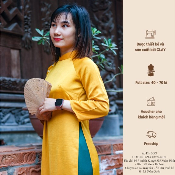Áo dài cách tân dáng suông - Tặng Quần, áo dài thiết kế, chất lụa tây thi ánh nhẹ, mềm mịn