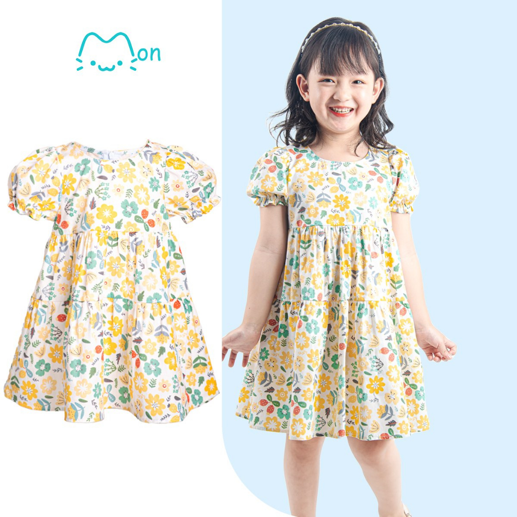 Váy bé gái họa tiết bông hoa dáng babydoll điệu đà xinh xắn cho trẻ em V2TG23S013