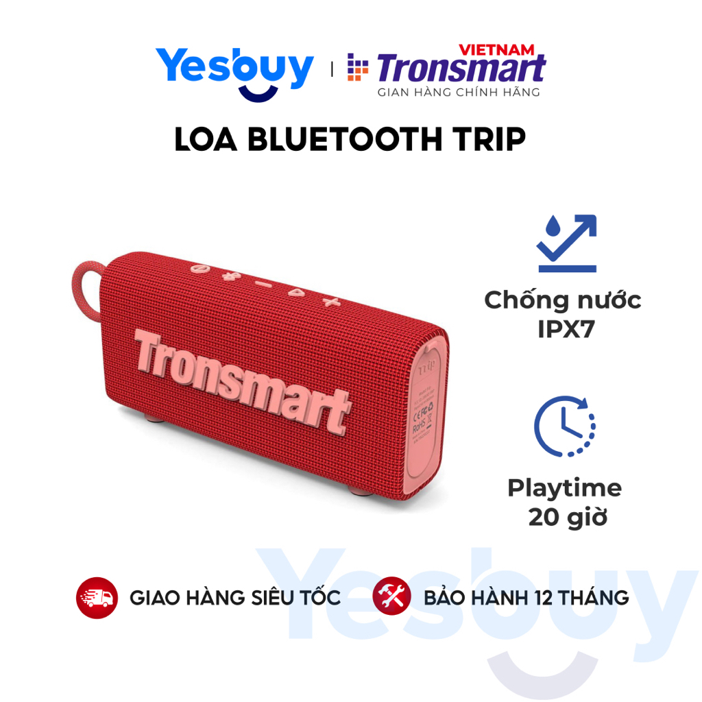 Loa Bluetooth 5.3 Tronsmart Trip Chống nước IPX7 Thời lượng pin 20 giờ, tích hợp Micro - Hàng phân phối chính hãng