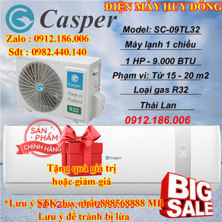 Máy lạnh Casper 1 HP (9.000BTU) SC-09TL32 - Hàng chính hãng (LIÊN HỆ VỚI NGƯỜI BÁN ĐỂ ĐẶT HÀNG)
